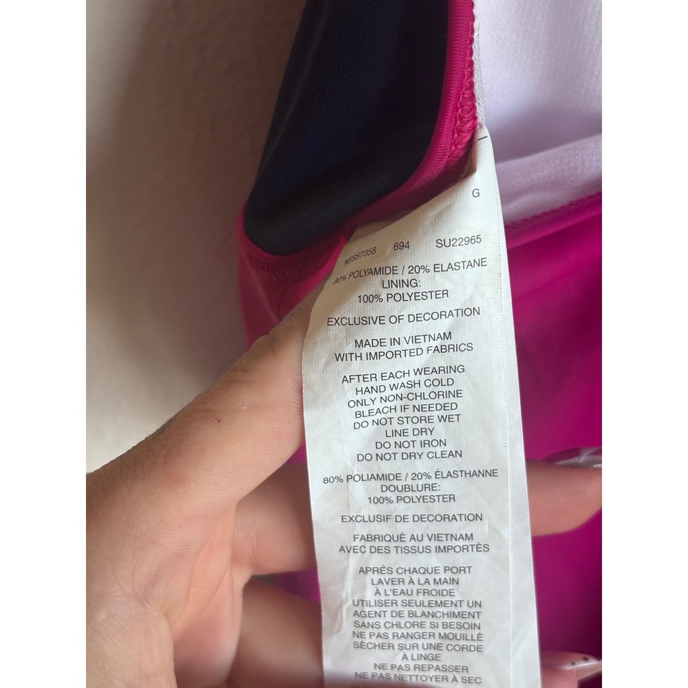 Nike Womens Colorblock One Piece Swimsuit Fuchsia Pink Navy NESS7358 Large - Picture 6 of 7